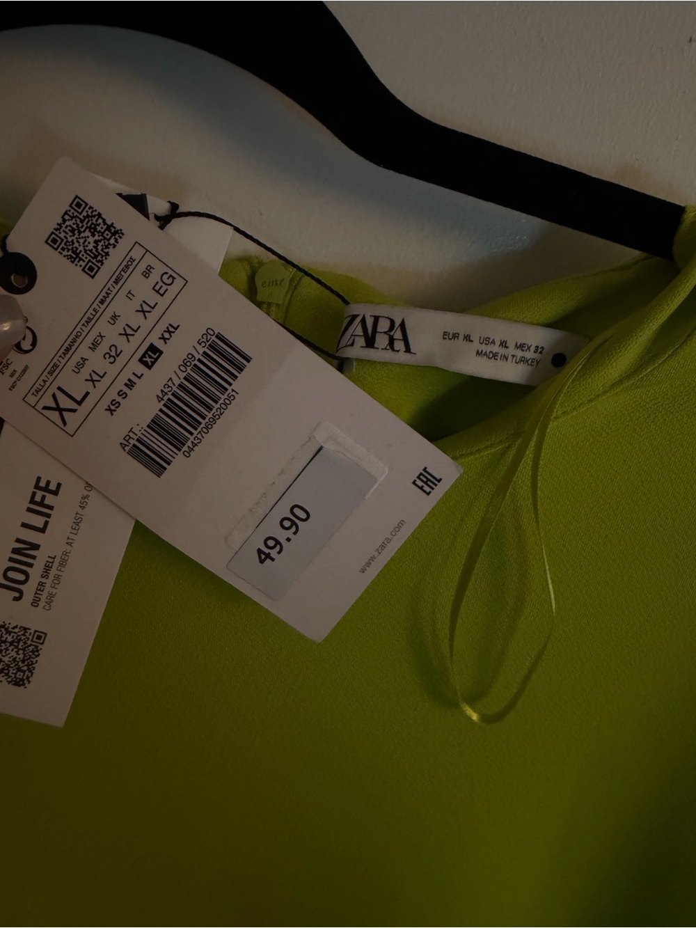 ZARA Neon Lime Strappy Camisole Top